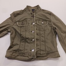 Kikit Jeans RN#98826 Women's Green Front Button Denim Jacket Pockets Size Medium image 13