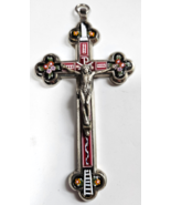 Vintage Signed Roma Large Cross Pendant Silver-tone -Micro Mosaic Inlay ... - €80,68 EUR