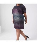 Lane Bryant Perfect Sleeve Purple Ombre Metallic Shift Tee Dress, Women&#39;... - $49.23 CAD