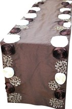 Satin Ribbon - Silk Dupioni Chocolate Brown, Ivory, Wine Decorative Table Runner - £50.03 GBP+
