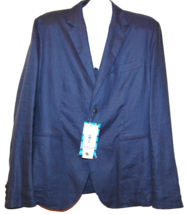 Ganesh Navy Blue 2 Buttons Men&#39;s Linen Jacket Blazer Size XL - $138.97