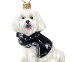 Maltese in Motorcycle Jacket Polish Glass Christmas Ornament - $55.98