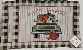 Set of 2 Same Tapestry Placemats, 13&quot;x18&quot;, TRUCK WITH PUMPKINS,HAPPY HAR... - £10.05 GBP