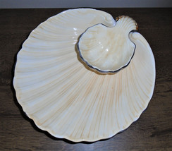 Fitz And Floyd Clam Shell Chip And Dip Bowl Serving Dish Vintage 1970s - $24.75