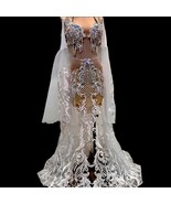 Custom White Lace Belly Dance Dress: Rhinestone Festival Performance Cos... - €605,50 EUR