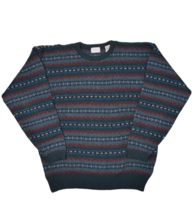 Vintage Shetland Wool Sweater Mens M Crewneck Fair Isle Striped Kaenbury... - £34.68 GBP