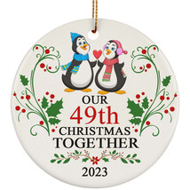Funny Couple Penguin Ornament Gift 49th Wedding Anniversary 49 Years Christmas - £11.80 GBP
