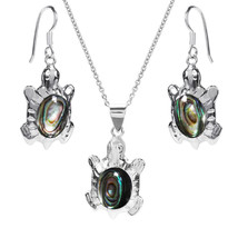 Inlaid Abalone Stone Ocean Turtles .925 Stering Silver Jewelry Set - £21.19 GBP