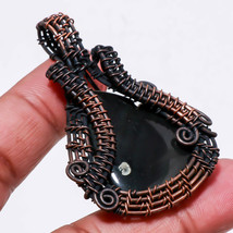 Black Onyx Gemstone Ethnic Wire Wrapped Handcrafted Pendant Copper 2.30&quot; SA 1663 - £3.97 GBP