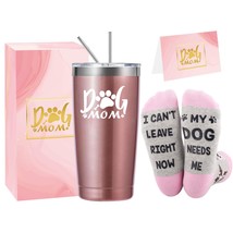 Dog Mom Gifts For Women, Puppy Themed Tumbler 20 Oz Coffee Mug Cup And Funny Soc - £27.06 GBP