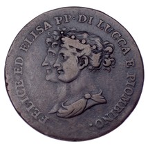 1806 Italien États Lucca 5 Centesimi Km#22 VF + État - $5,123.56 MXN