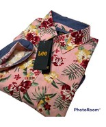 Lee Men&#39;s S/S Floral Theme Print Sport Shirt w/Pkt Pale Pink Size L NWT ... - £25.80 GBP