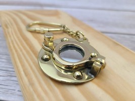 Porthole Keychain, Brass Porthole Keychain Solid Brass Porthole Mirror Key Chain - £6.94 GBP