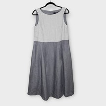 GERSHON BRAM sleeveless linen midi dress gray colorblock size small lage... - $1,670.62 MXN