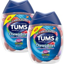 2 Pack Tums Extra Strength 750 Assorted Berries Antacid Chewy Bites 60 Each - £25.26 GBP