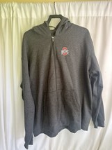 Port &amp; Company 2XL Mens Ohio State Buckeyes Gray Hooded Jacket pockets full Zip - £17.92 GBP