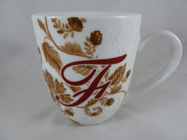 Pier 1 Imports Porcelain AVA Letter F Initial Monogram Embossed Coffee Tea Mug - $13.85