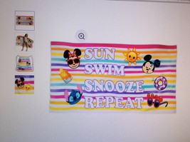 Disney Emoji Premium Beach Towel with Bag with Mickey, Minnie, and Stitch - £16.03 GBP