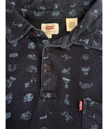 Levi’s Men’s Size M Cotton Polo Navy Blue Alien Print Graffiti Rare Print - $33.89 CAD