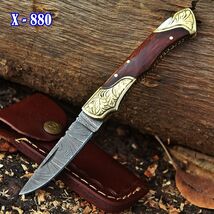 Real Damascus Folding Blade Pocket Knife Skinning Tactical Best 2024 Knives - $28.50