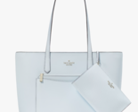 Kate Spade Staci Large Tote + Wristlet + Pouch Pale Blue KF369 Purse NWT... - $153.44