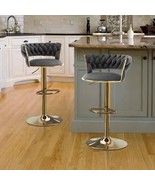 BAR STOOLS CHAIRS GRAY VELVET KITCHEN LIVING ROOM set of 2 - $272.76 CAD