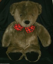 20&quot; Big Vintage Marshall Fields Teddy Bear Brown Stuffed Animal Plush Toy W Bow - £59.01 GBP