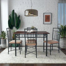 Dining Table And Chairs 5-Piece Wood And Metal table set 4 chairs - £221.80 GBP