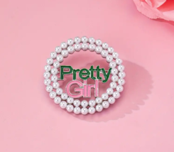 Alpha Kappa Alpha PRETTY GIRL Faux Pearl Enamel Pin ♡ AKA Divine 9 ✩ HBC... - $9.89