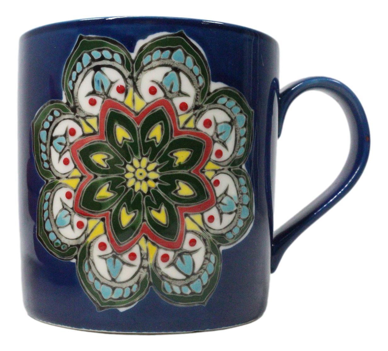 Indigo Ajna Eye Brow Chakra Zen Flower Of Life Mandala Circle Ceramic Mu... - $17.99