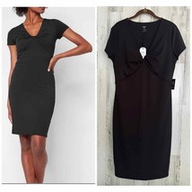 Express Body Contour Collection Women’s Dress Large Knot Front Black Sheath - £27.65 GBP