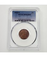 1910-S 1C Lincoln Cent Graded by PCGS as MS64RB! Gorgeous Penny - €258,00 EUR