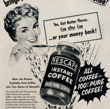 1954 Nescafe Instant Coffee Grounds Advertisement Hot Breakfast Beverage... - $19.99