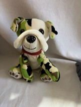 Peek-A-Boo Toys 7&quot; Plush Camouflage Bulldog With Red Collar - £6.21 GBP