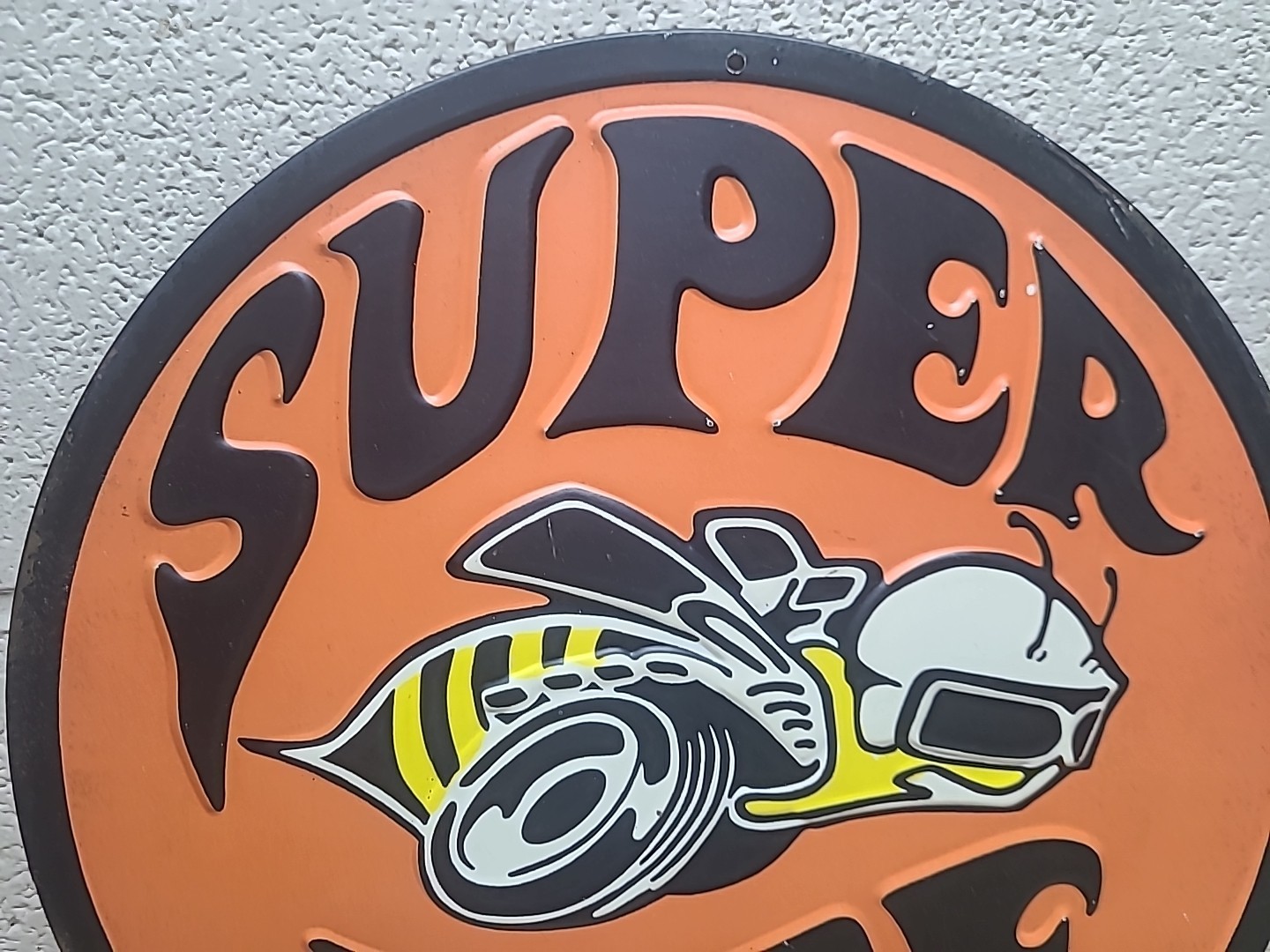 Super Bee Dodge Hemi Logo Orange Black Muscle Car Embossed Round Metal Sign 12” Item image 4
