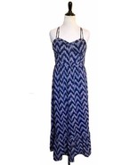 American Eagle Maxi Dress Size Large Blue Purple Chevron Lined Smocked Back - $47.42 CAD