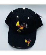 Black Embordered Rooster Chicken Fowl Ball Cap Hat Adjustable Sizes - £9.55 GBP