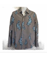 Vtg Sean Jean striped gray slim blue floral mens shirt mens size XL - $23.51