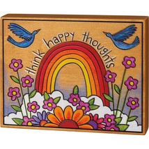 &quot;Think Happy Thoughts&quot; Inspirational Block Sign - £9.40 GBP