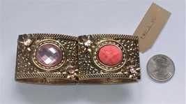 Erica Lyons Vintage-looking Golden Stretch Bracelet with Peach and Pink ... - £7.84 GBP