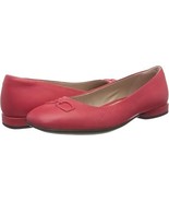 NEW ECCO Anine 38/7.5 squared ballet flats horsebit shoes red career lea... - $169.60 CAD