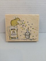 Stampabilities 1994 House Mouse Design "Glitter Hearts" Wood Rubber Stamp - $14.01
