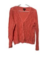 Torrid Womens Cardigan Sweater Coral Long Sleeve V Neck Crochet 100% Cot... - £18.13 GBP