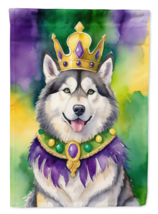 Alaskan Malamute King of Mardi Gras Garden Flag - Durable, Double-Sided - £16.25 GBP