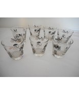 Vintage MCM 6 Libbey Old fashioned Glasses Black Gold Horseless Carriage... - $19.99