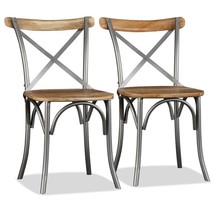 Industrial Rustic Cross Back Dining Chairs Solid Mango Wood Kitchen Seat... - $264.89+