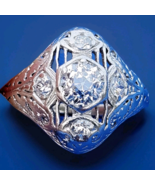 EARTH MINED DIAMOND Deco Engagement Ring ORIGINAL Vintage PLATINUM Solit... - $7,310.25