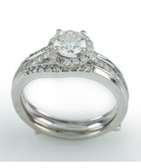 18k White Gold Diamond Engagement Ring w/ Wedding Enhancer Guard .75 ct ... - £3,170.09 GBP