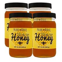 Slide Ridge Raw Honey 12 oz Glass Jar, All Natural &amp; Unfiltered 4 Pack - $39.99