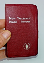 New Testament Psalms Proverbs GIDEON BIBLE 1971 KJV Red Bonded Leather Pocket - £11.72 GBP